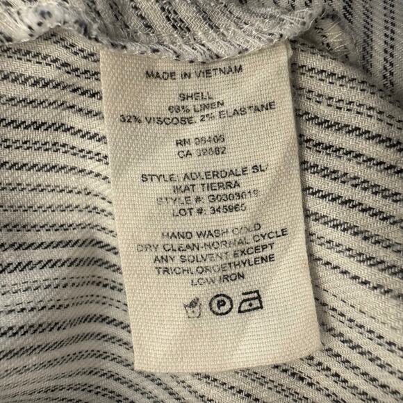 Theory Alderdale Linen High-Low Sleeveless Dress Ikat Tierra Ivory Blue Size 8 - Picture 6 of 6